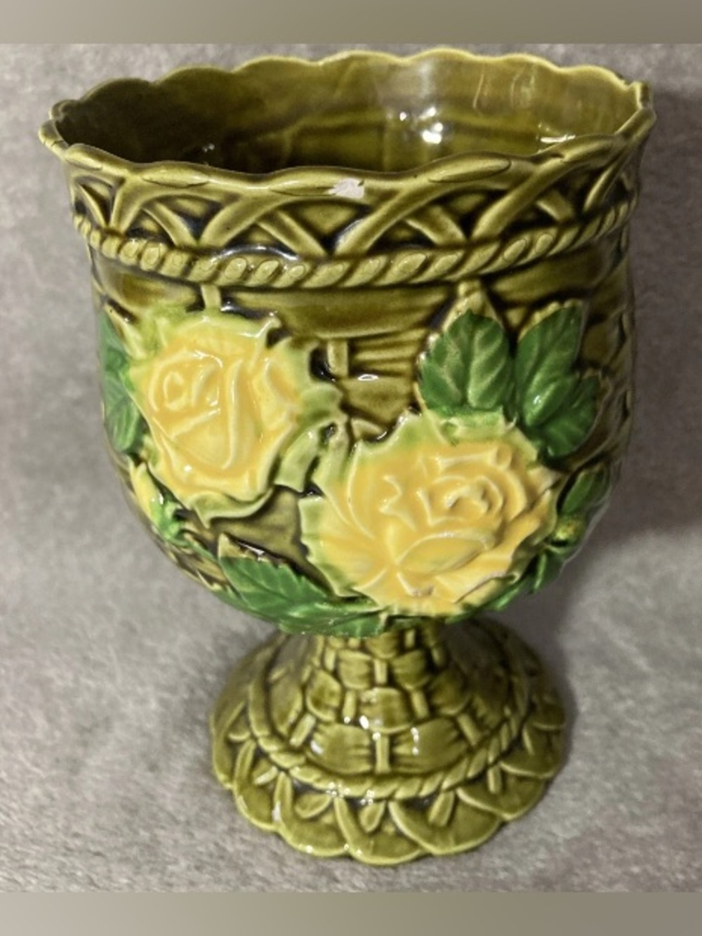 Rubens Original 1969 Rambling Rose Green Lattice 6”x4” Succulent Planter 2140
